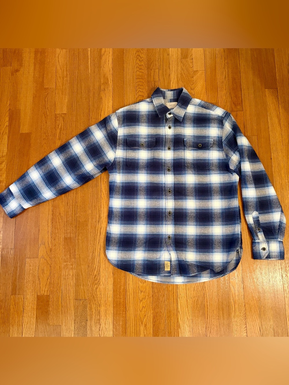 Jachs Flannel Men's M Thick Blue Plaid Button Up Long Sleeve Shirt